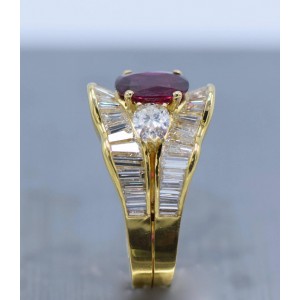 2.10 Carat Ruby, Diamond and Gold Ring