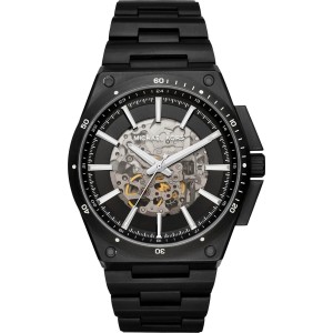 Michael Kors MK9023 Black IP Stainless Steel Skeleton Black Dial Automatic 44mm Men's Watch