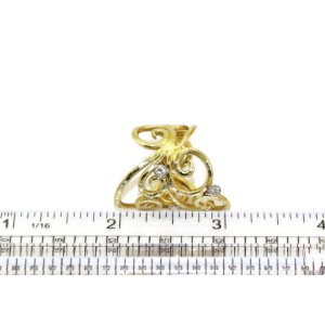 Desiner Sal Praschnik Diamond 18k Gold Open Scroll Design Long Ring Size- 7