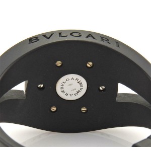 Bvlgari Optical Spinning Onyx 18k White Gold & Steel Rubber Buckle Bracelet