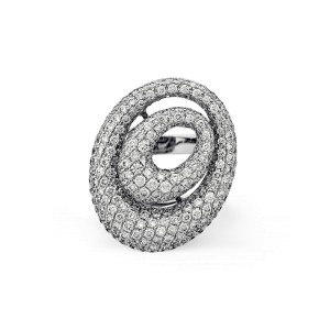 Estate 18K White Gold Diamond Swirl Ring