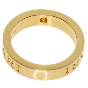 BVLGARI 18K Yellow Gold Double Logo Diamond US 5.25 Ring  