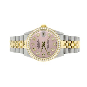 Rolex Datejust 2-Tone 18K Gold/SS Midsize 31mm Womens Watch with Orchid Pink Dial & Diamond Bezel