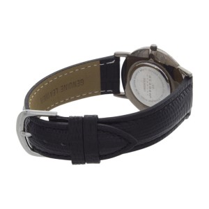 Skagen 39LMSM1 Black Dial Black Leather Band Watch 