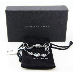 David Yurman 925 Sterling Silver Starburst 3 Station Topaz Bracelet 
