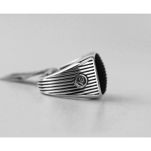 David Yurman Sterling Silver Royal Cord Onyx Diamond Ring 
