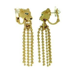 Cartier 18K Yellow Gold Diamond, Onyx Earrings