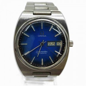 Omega  Silver x Blue Seamaster Day Date Watch 
