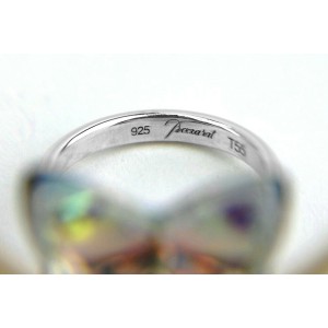 BACCARAT JEWELRY PAPILLON BUTTERFLY STERLING SILVER IRIDESCENT RING SZ 55-7 NEW