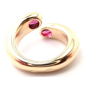  Cartier 18k Yellow Gold Ruby Ellipse Deux Tetes Croisees Bypass Ring