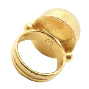  Gurhan Hammered 24k Gold Rutilated Quartz Ring sz 6