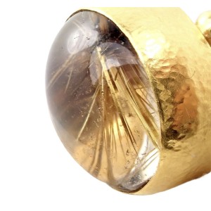  Gurhan Hammered 24k Gold Rutilated Quartz Ring sz 6