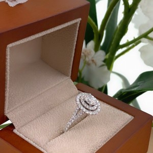 NEIL LANE 1 tcw Oval Diamond Double Halo Engagement Ring 14 kt White Gold