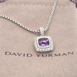 David Yurman Petite Albion Pendant Necklace with Amethyst and Diamonds SS