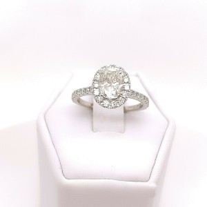 Neil Lane Oval Diamond 1 1/2 tcw Halo Engagement Ring in 14kt White Gold