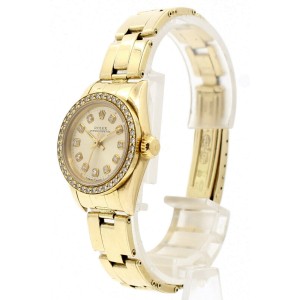 ROLEX 14k Yellow Gold Oyster Perpetual Datejust 26mm Diamonds Watch