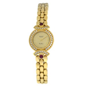 Rolex Cellini 5184 Ladies 18K Yellow Gold Diamond 23MM Mechanical Watch