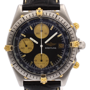 Breitling Chronomat Gold Steel Black Dial Chrono Automatic Watch 