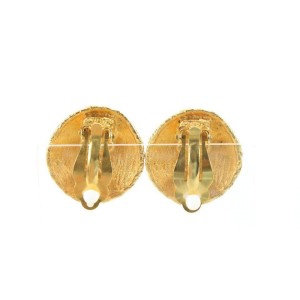 Chanel 24k Gold Plated Raffia Quilted CC Logo Earrings 25ck810s