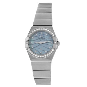 Omega Constellation  Diamonds MOP Steel 24MM Quartz Watch