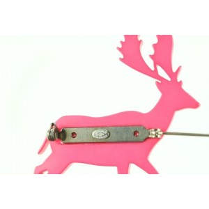 Chanel Pink Christmas Holiday CC Multicolor Reindeer Deer Brooch 