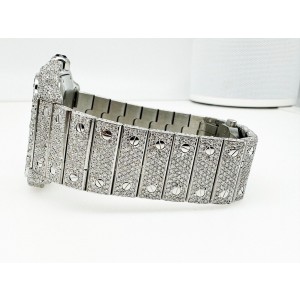 Cartier Santos  Large Diamond Encrusted Stainless Steel with 