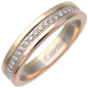  Cartier Three Color Ring Full Diamonds K18 YG/WG/PG  