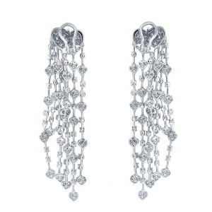 18 Karat White Gold Long Diamond Earclip Earrings