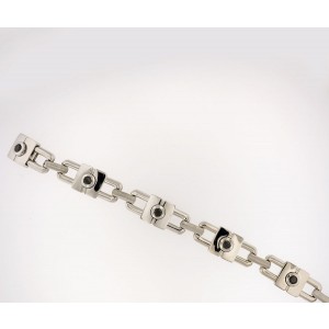 14K White Gold Black Diamond Chain Link Unisex Bracelet