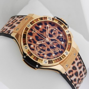 Hublot Big Bang 341.PX.7610.NR.1976 Leopard Rubber & 18K Rose Gold 41mm Womens Watch