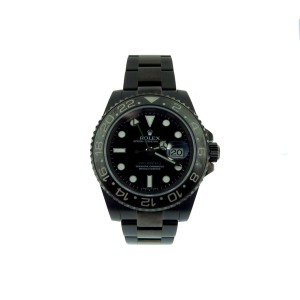 Rolex GMT Master II Stainless Steel Black Dial Anodized Watch