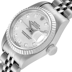 Rolex Datejust Steel White Gold Diamond Dial Ladies Watch