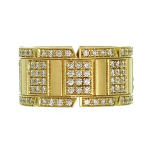 CARTIER Tank Francaise Diamond 18k Yellow Gold Large Band Ring Size 57