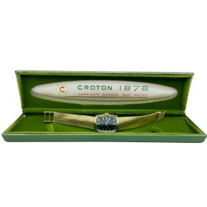 Croton Blue Dial 14K Yellow Gold with Box
