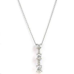 Round Diamond Past Present Future Pendant Necklace 1.00 tcw 18 kt White Gold 