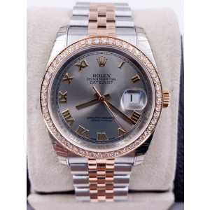 Rolex Datejust 116231 Silver Dial 18K Rose Gold Diamond
