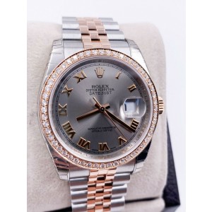 Rolex Datejust 116231 Silver Dial 18K Rose Gold Diamond