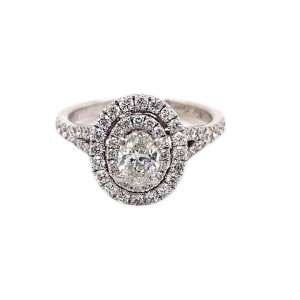 Neil Lane Oval Diamond Double Halo 1.00 tcw Engagement Ring 14kt White Gold