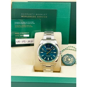 Rolex Milgauss  Blue Dial Green Crystal Stainless  2021