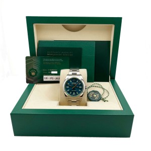 Rolex Milgauss  Blue Dial Green Crystal Stainless  2021
