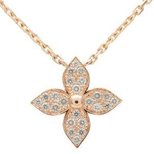 Auth LOUIS VUITTON Pendentif Star Blossom Diamond Necklace K18PG Q93710 Used F/S