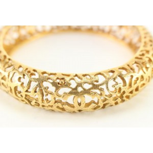 Chanel 24k Gold Plated Collection 25 CC Logo Bangle Bracelet 