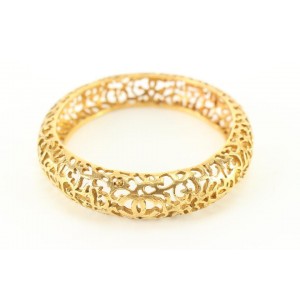 Chanel 24k Gold Plated Collection 25 CC Logo Bangle Bracelet 