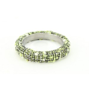 Chanel Green x Black Tweed CC Bangle Bracelet