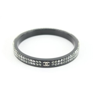 Chanel 2011 Black Crystal CC Logo Bangle Bracelet 
