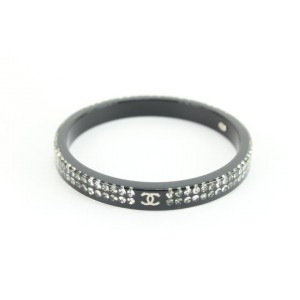 Chanel 2011 Black Crystal CC Logo Bangle Bracelet 