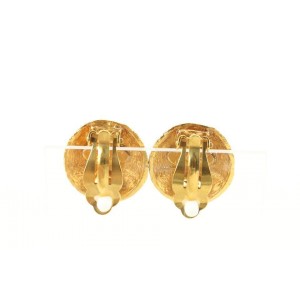 Chanel 24k Gold Plated Woven Quilted Raffia CC Logo Earrings 