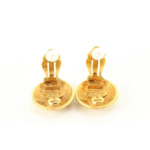 Chanel 24k Gold Plated Woven Quilted Raffia CC Logo Earrings 