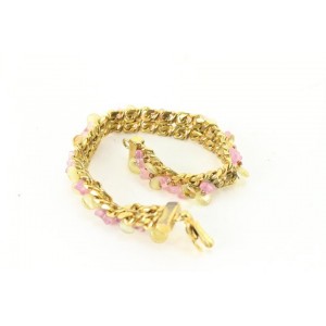 Chanel 98P 24k Gold Plated Pink Rock Candy CC Bracelet  