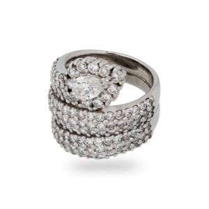 Estate Platinum Diamond Snake Ring Size 6.5